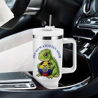 Off To Watch Ecuador Tumbler With Handle Funny Ecuador Iguana Soccer Fan Gift