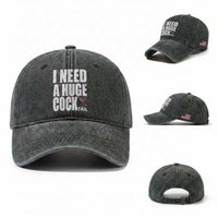 Funny Adult Humor Washed Cotton Baseball Cap I Need A Huge Cocktail Drinking Gift