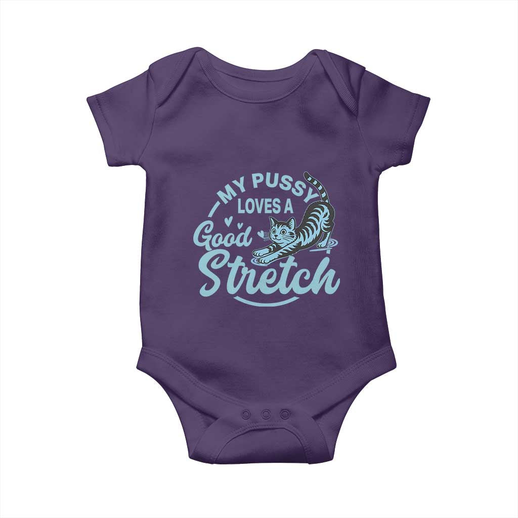 Adult Humor Cat Baby Onesie My Pussy Loves A Good Stretch - Wonder Print Shop