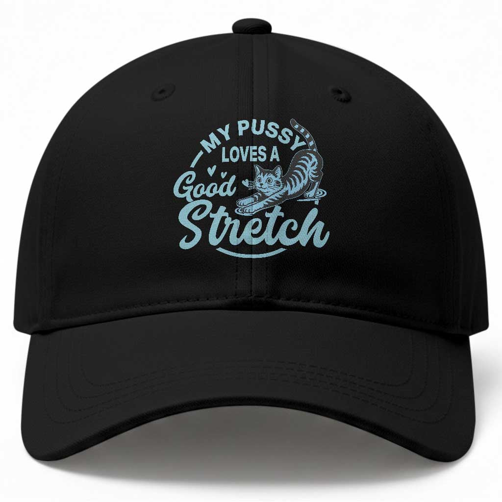 Adult Humor Cat Baseball Cap My Pussy Loves A Good Stretch