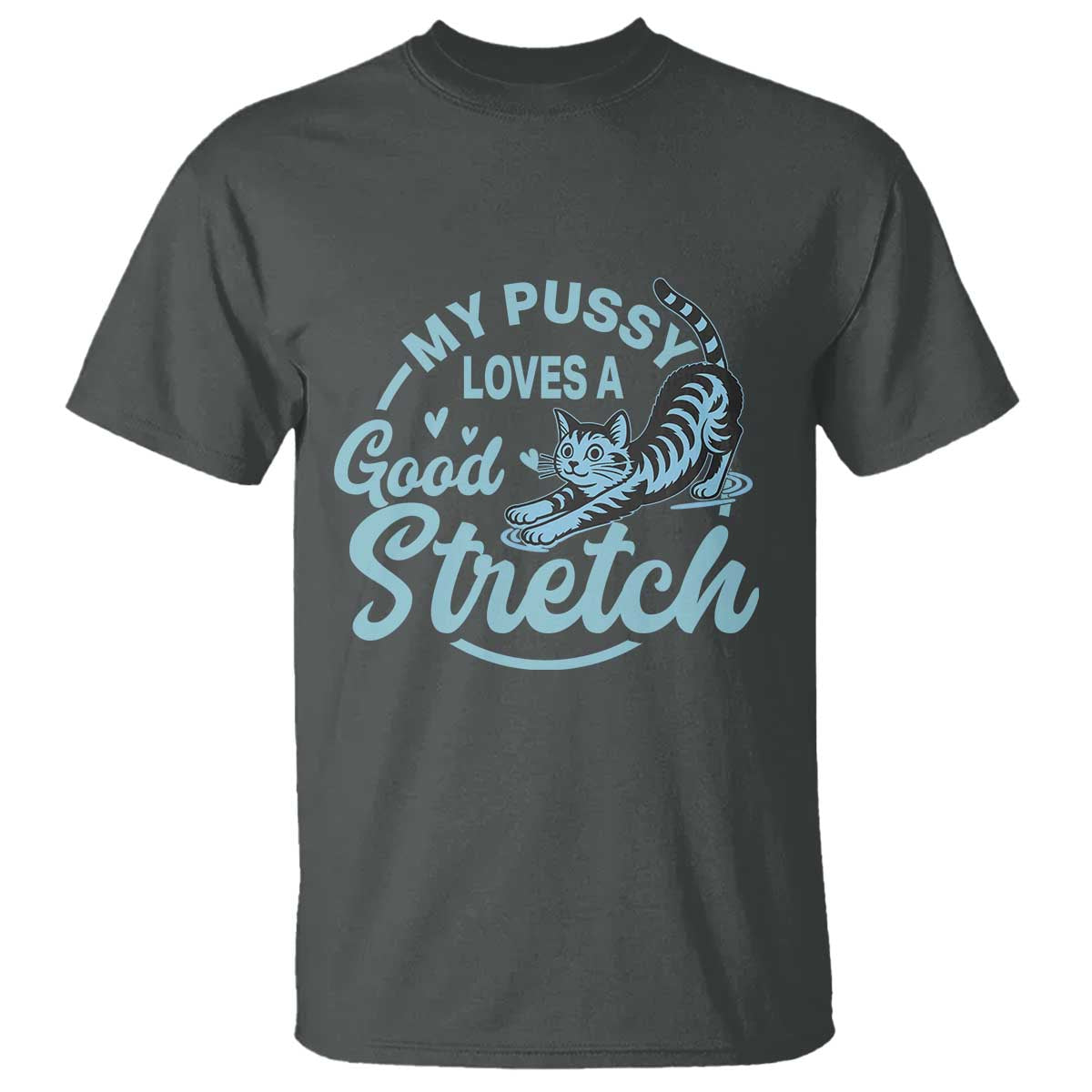 Adult Humor Cat T Shirt My Pussy Loves A Good Stretch - Wonder Print Shop