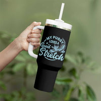 Adult Humor Cat Tumbler With Handle My Pussy Loves A Good Stretch