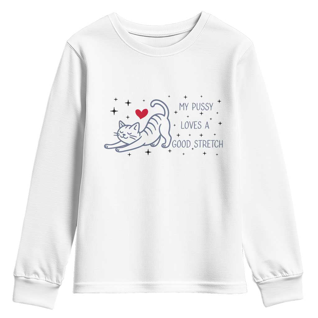 My Pussy Loves A Good Stretch Youth Sweatshirt Adult Humor Cat Gift - Wonder Print Shop