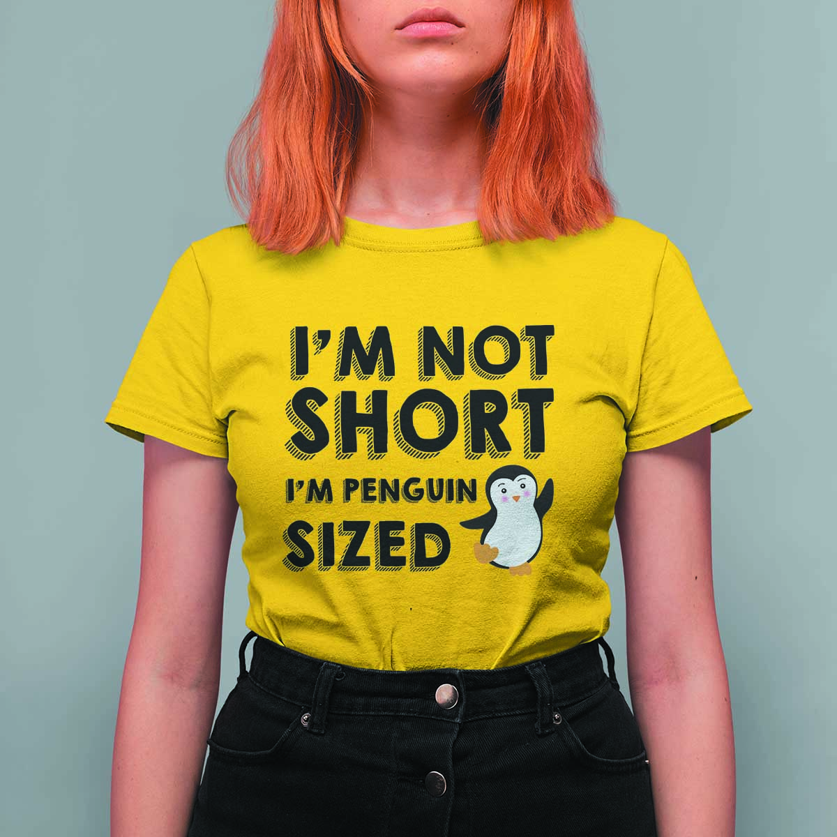 Funny Penguin Quote T Shirt For Women I Am Not Short I Am Penguin Size - Wonder Print Shop
