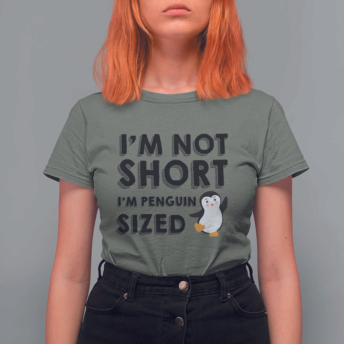 Funny Penguin Quote T Shirt For Women I Am Not Short I Am Penguin Size - Wonder Print Shop
