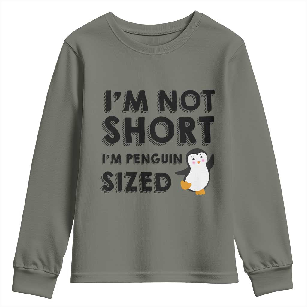 Funny Penguin Quote Youth Sweatshirt I Am Not Short I Am Penguin Size - Wonder Print Shop