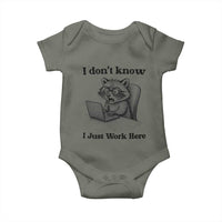 I Do Not Know I Just Work Here Baby Onesie Funny Raccoon Work Quote - Wonder Print Shop
