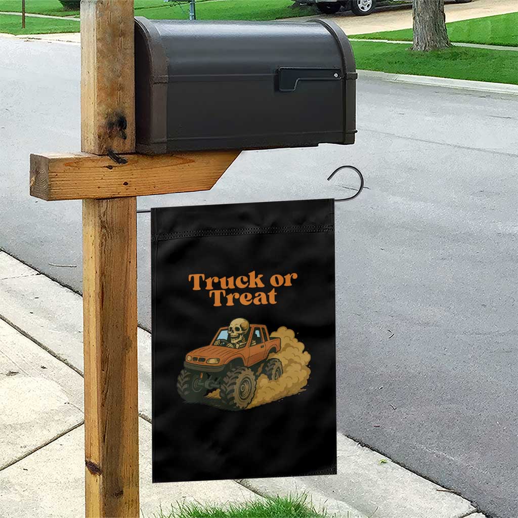 Truck Or Treat Skeleton Racing Garden Flag Funny Halloween Truck Lover - Wonder Print Shop