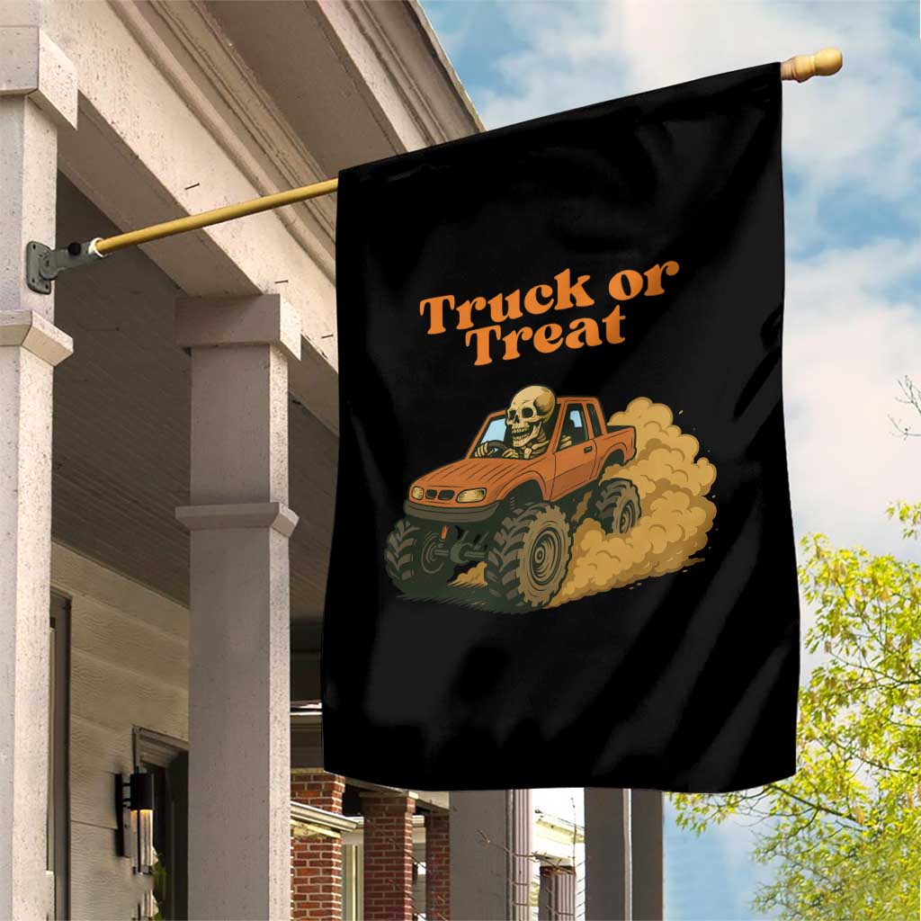 Truck Or Treat Skeleton Racing Garden Flag Funny Halloween Truck Lover - Wonder Print Shop