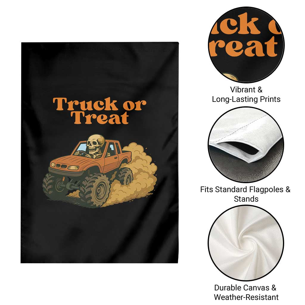 Truck Or Treat Skeleton Racing Garden Flag Funny Halloween Truck Lover - Wonder Print Shop