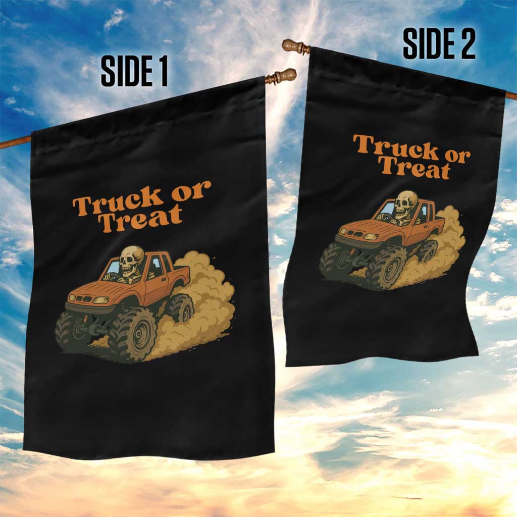 Truck Or Treat Skeleton Racing Garden Flag Funny Halloween Truck Lover - Wonder Print Shop