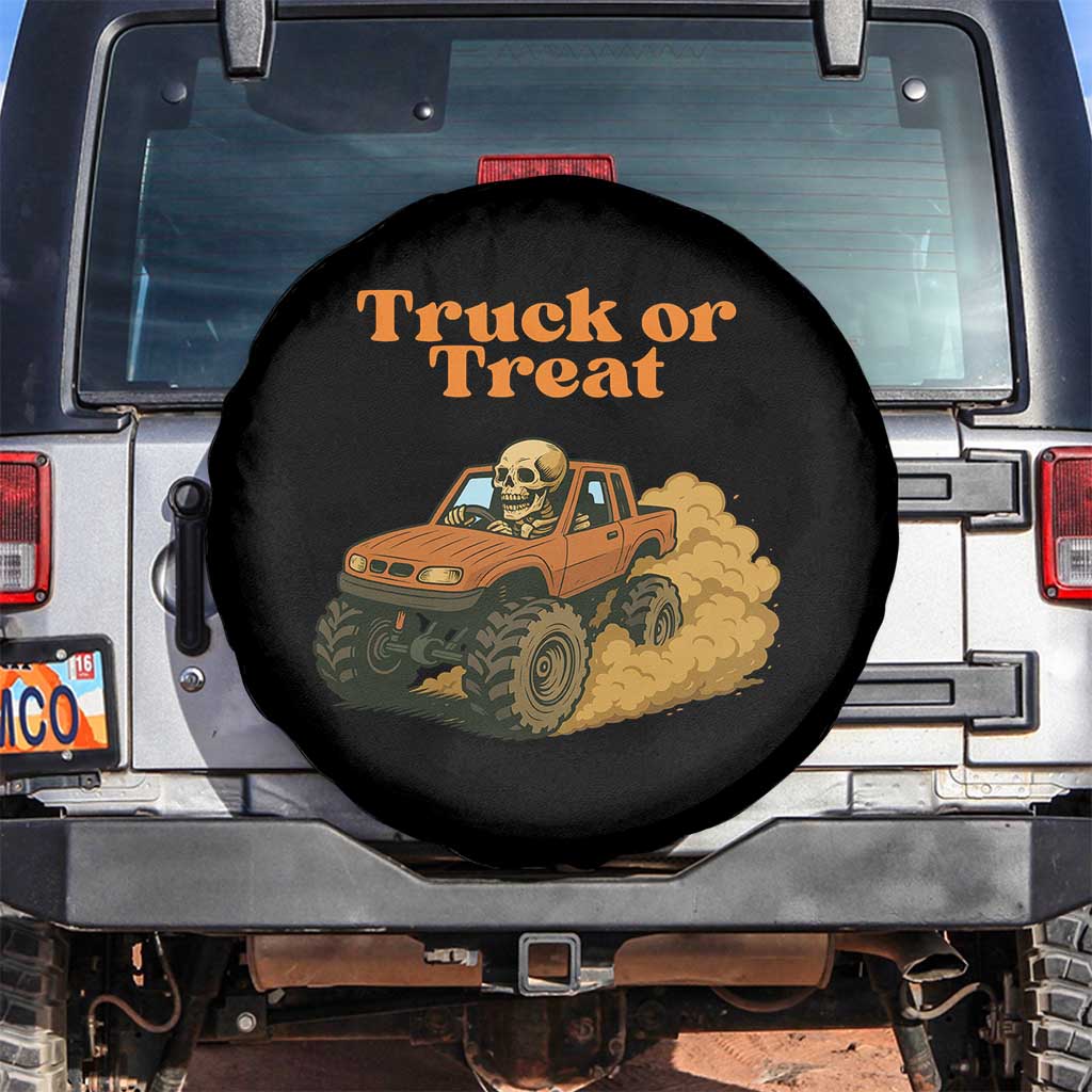 Truck Or Treat Skeleton Racing Spare Tire Cover Funny Halloween Truck Lover - Wonder Print Shop