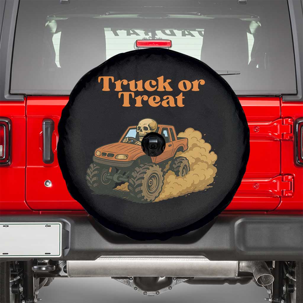Truck Or Treat Skeleton Racing Spare Tire Cover Funny Halloween Truck Lover - Wonder Print Shop