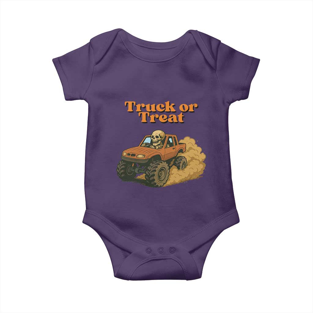 Truck Or Treat Skeleton Racing Baby Onesie Funny Halloween Truck Lover - Wonder Print Shop