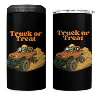 Truck Or Treat Skeleton Racing 4 in 1 Can Cooler Tumbler Funny Halloween Truck Lover