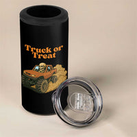 Truck Or Treat Skeleton Racing 4 in 1 Can Cooler Tumbler Funny Halloween Truck Lover