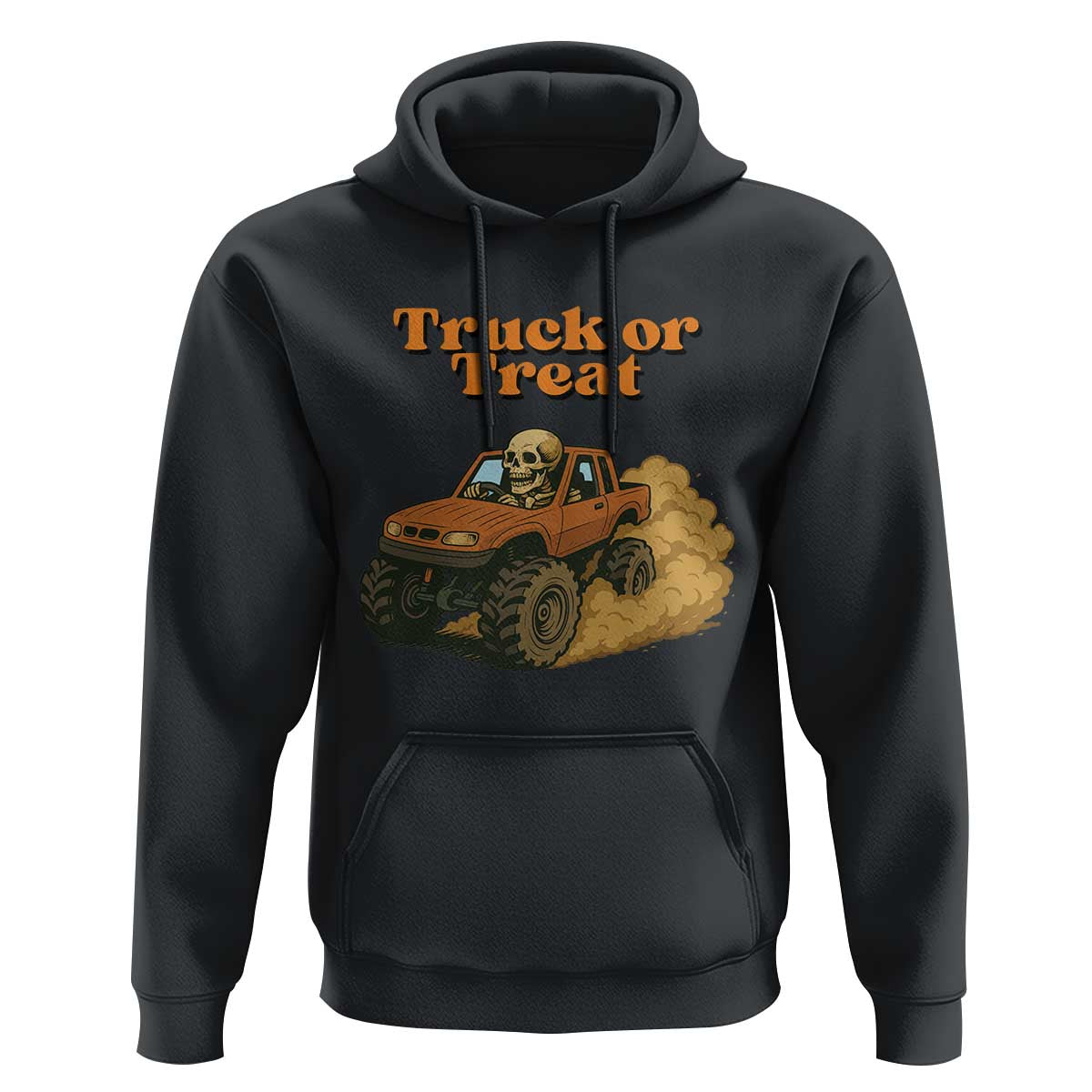 Truck Or Treat Skeleton Racing Hoodie Funny Halloween Truck Lover - Wonder Print Shop