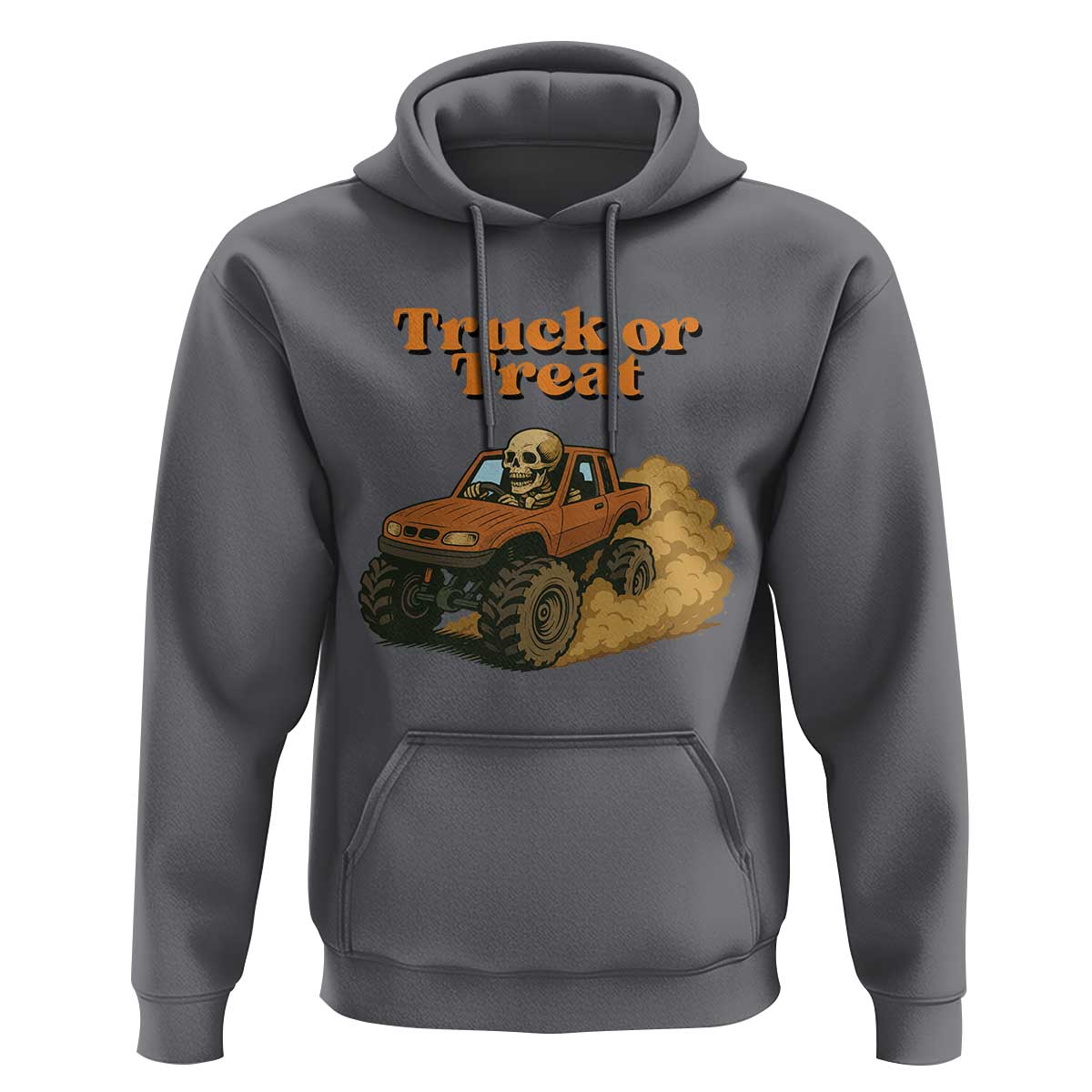Truck Or Treat Skeleton Racing Hoodie Funny Halloween Truck Lover - Wonder Print Shop