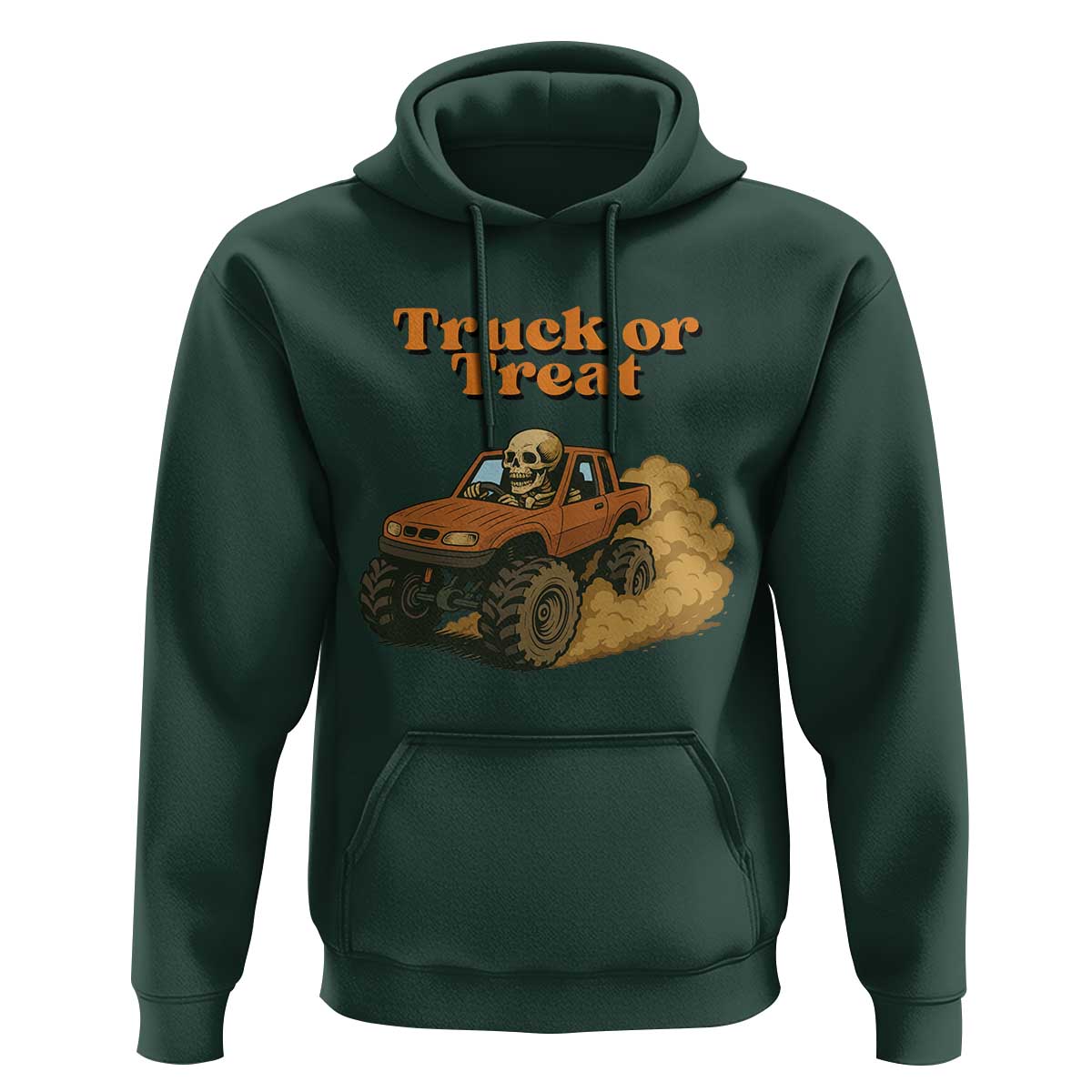 Truck Or Treat Skeleton Racing Hoodie Funny Halloween Truck Lover - Wonder Print Shop