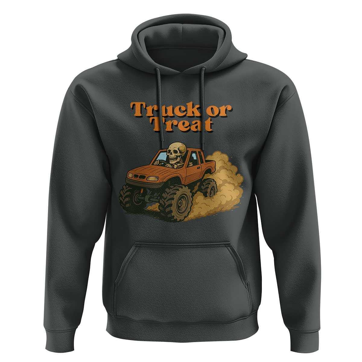 Truck Or Treat Skeleton Racing Hoodie Funny Halloween Truck Lover - Wonder Print Shop