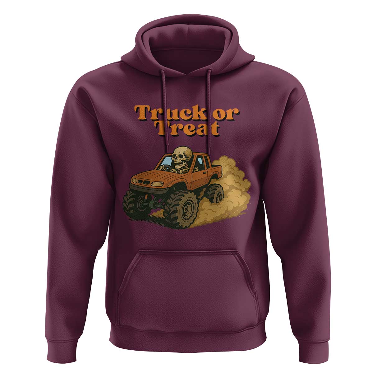 Truck Or Treat Skeleton Racing Hoodie Funny Halloween Truck Lover - Wonder Print Shop
