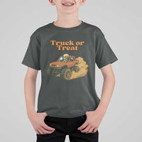 Truck Or Treat Skeleton Racing T Shirt For Kid Funny Halloween Truck Lover - Wonder Print Shop