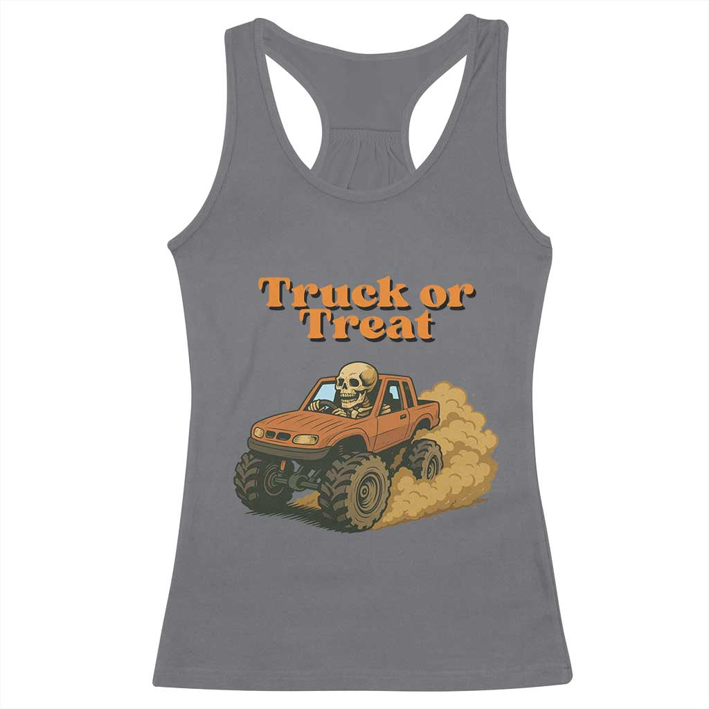 Truck Or Treat Skeleton Racing Racerback Tank Top Funny Halloween Truck Lover - Wonder Print Shop