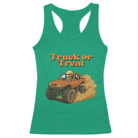 Truck Or Treat Skeleton Racing Racerback Tank Top Funny Halloween Truck Lover - Wonder Print Shop