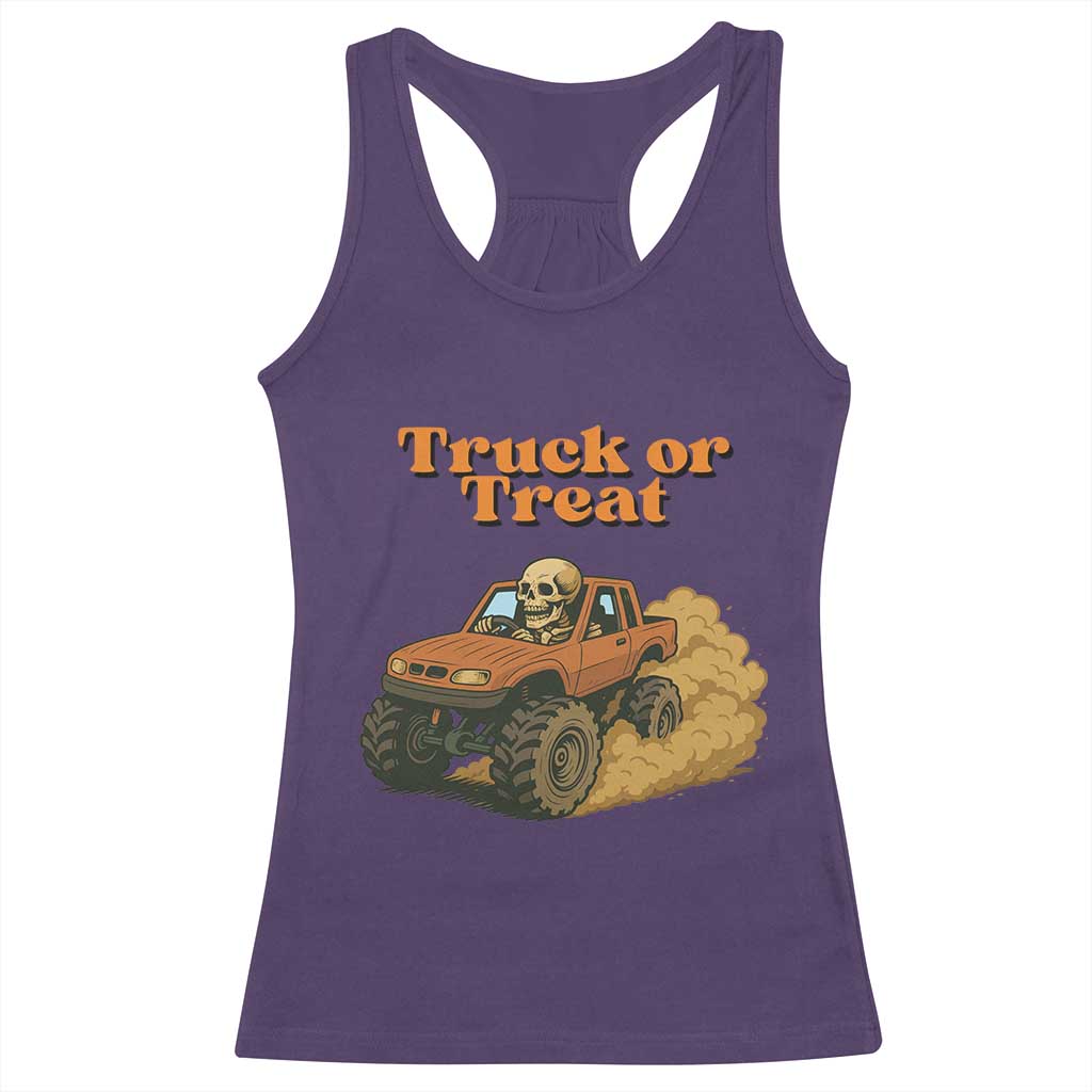 Truck Or Treat Skeleton Racing Racerback Tank Top Funny Halloween Truck Lover - Wonder Print Shop