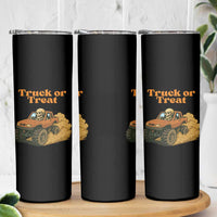 Truck Or Treat Skeleton Racing Skinny Tumbler Funny Halloween Truck Lover