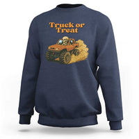 Truck Or Treat Skeleton Racing Sweatshirt Funny Halloween Truck Lover - Wonder Print Shop
