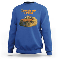 Truck Or Treat Skeleton Racing Sweatshirt Funny Halloween Truck Lover - Wonder Print Shop