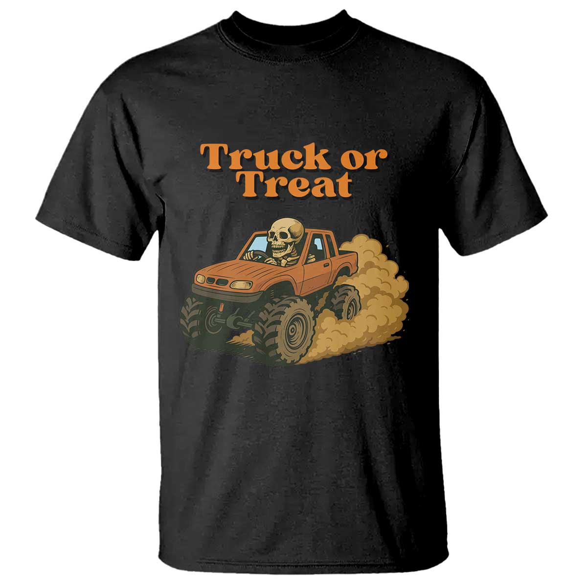 Truck Or Treat Skeleton Racing T Shirt Funny Halloween Truck Lover - Wonder Print Shop