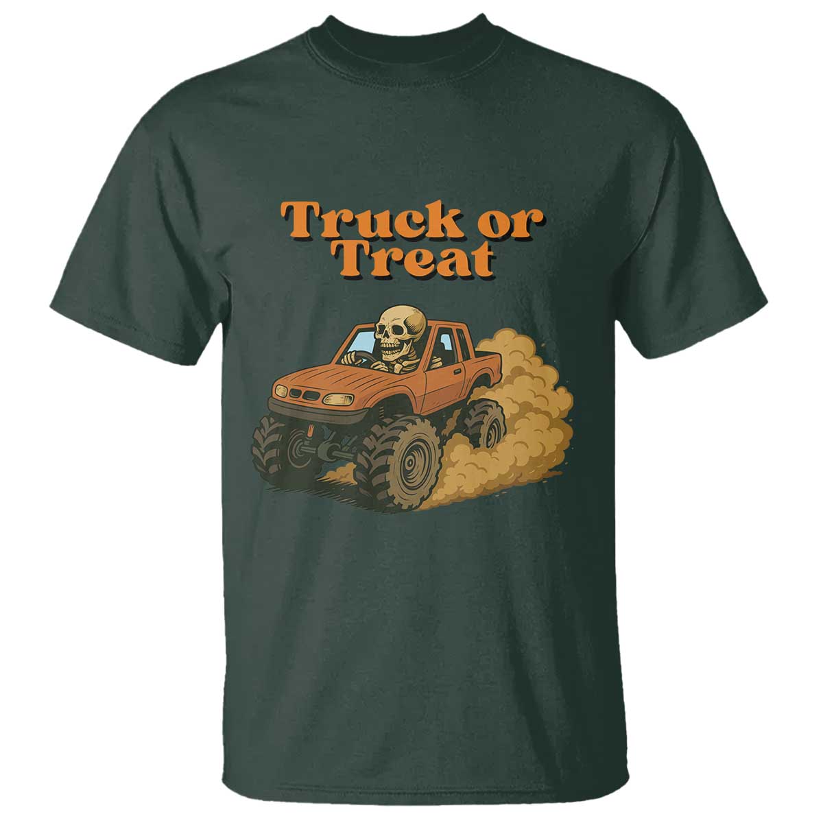 Truck Or Treat Skeleton Racing T Shirt Funny Halloween Truck Lover - Wonder Print Shop