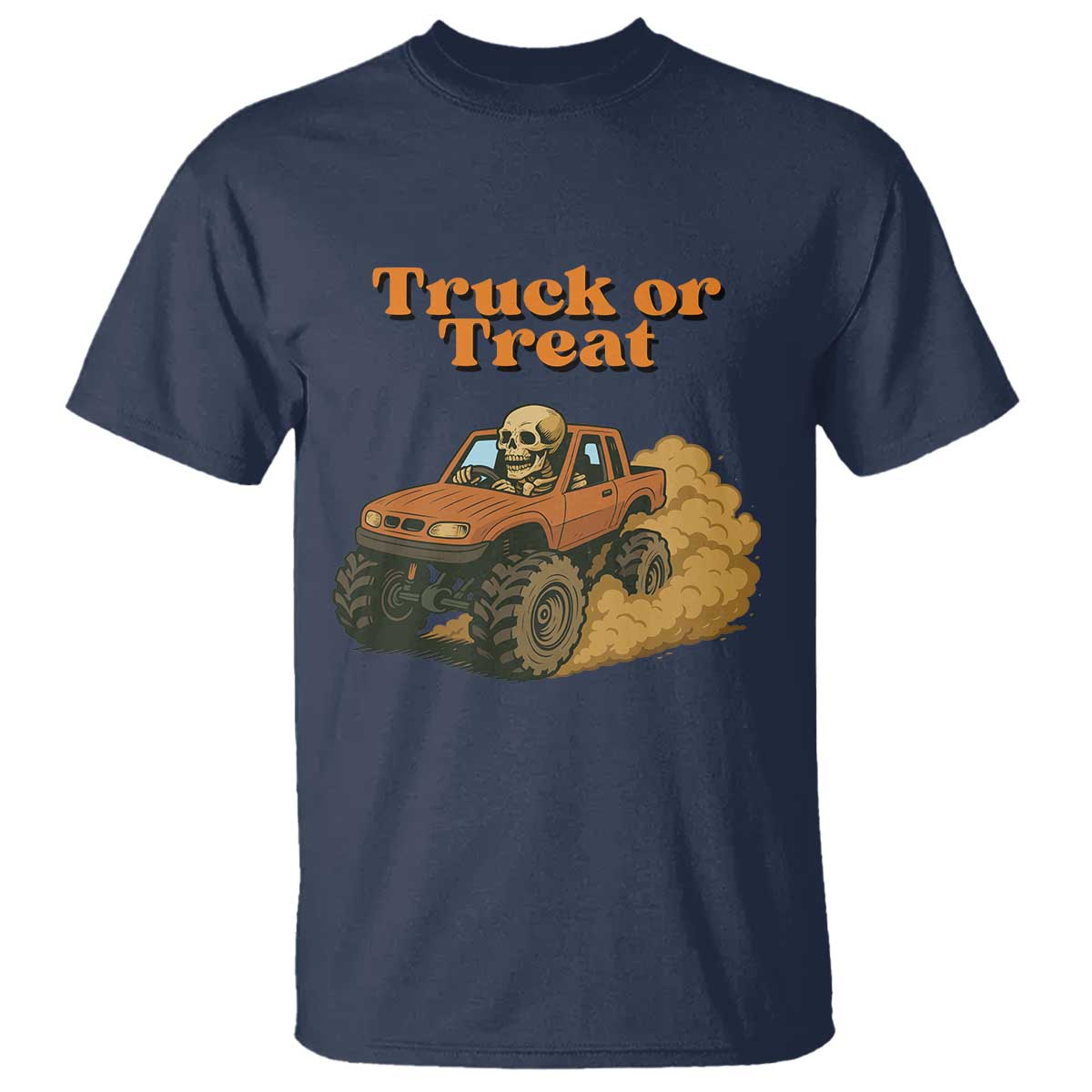 Truck Or Treat Skeleton Racing T Shirt Funny Halloween Truck Lover - Wonder Print Shop