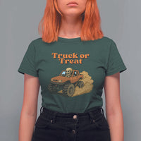 Truck Or Treat Skeleton Racing T Shirt For Women Funny Halloween Truck Lover - Wonder Print Shop