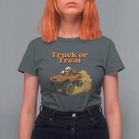 Truck Or Treat Skeleton Racing T Shirt For Women Funny Halloween Truck Lover - Wonder Print Shop