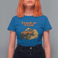 Truck Or Treat Skeleton Racing T Shirt For Women Funny Halloween Truck Lover - Wonder Print Shop
