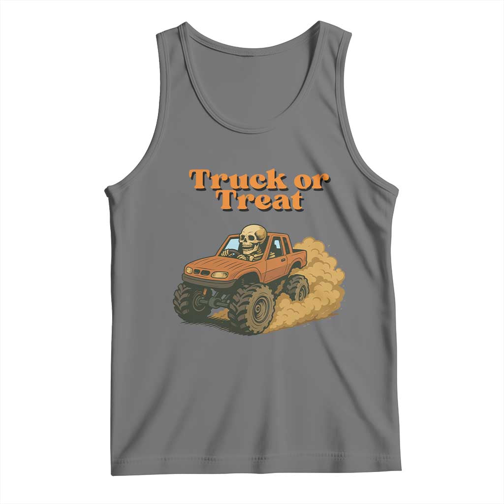 Truck Or Treat Skeleton Racing Tank Top Funny Halloween Truck Lover - Wonder Print Shop