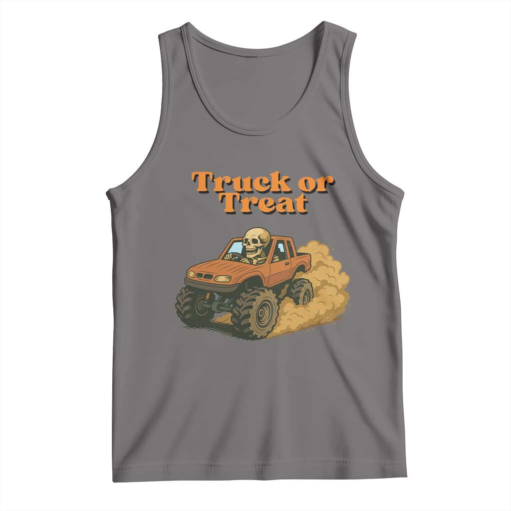 Truck Or Treat Skeleton Racing Tank Top Funny Halloween Truck Lover - Wonder Print Shop