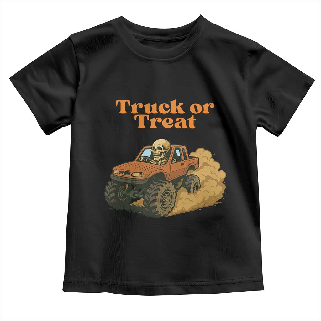 Truck Or Treat Skeleton Racing Toddler T Shirt Funny Halloween Truck Lover - Wonder Print Shop