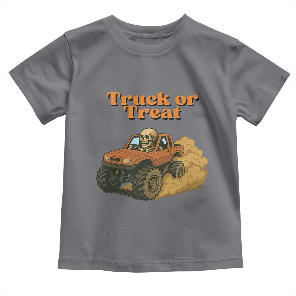 Truck Or Treat Skeleton Racing Toddler T Shirt Funny Halloween Truck Lover - Wonder Print Shop