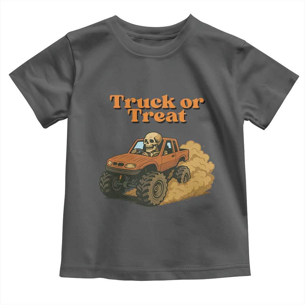 Truck Or Treat Skeleton Racing Toddler T Shirt Funny Halloween Truck Lover - Wonder Print Shop