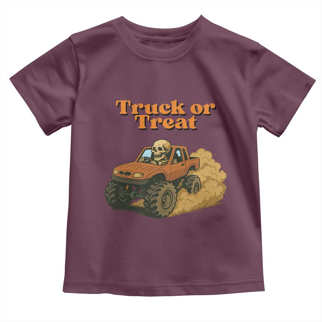 Truck Or Treat Skeleton Racing Toddler T Shirt Funny Halloween Truck Lover - Wonder Print Shop