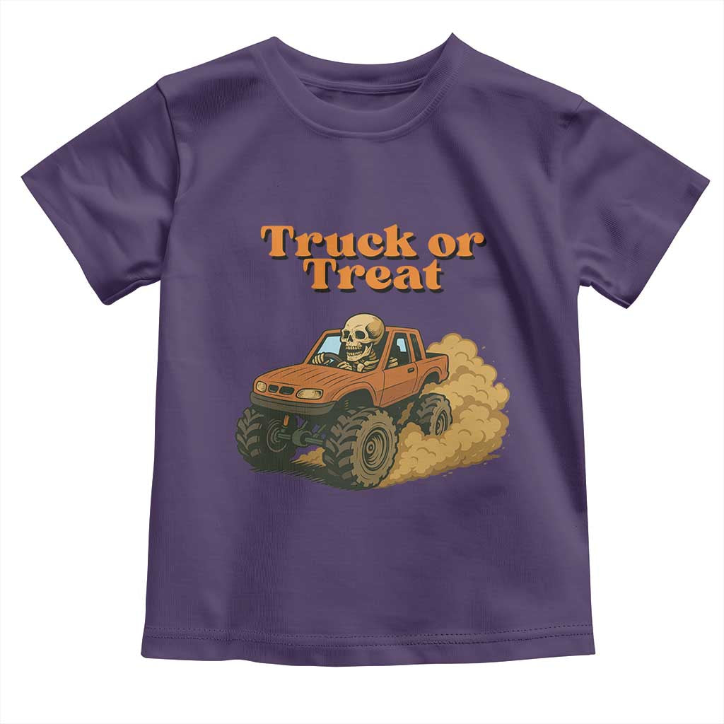 Truck Or Treat Skeleton Racing Toddler T Shirt Funny Halloween Truck Lover - Wonder Print Shop