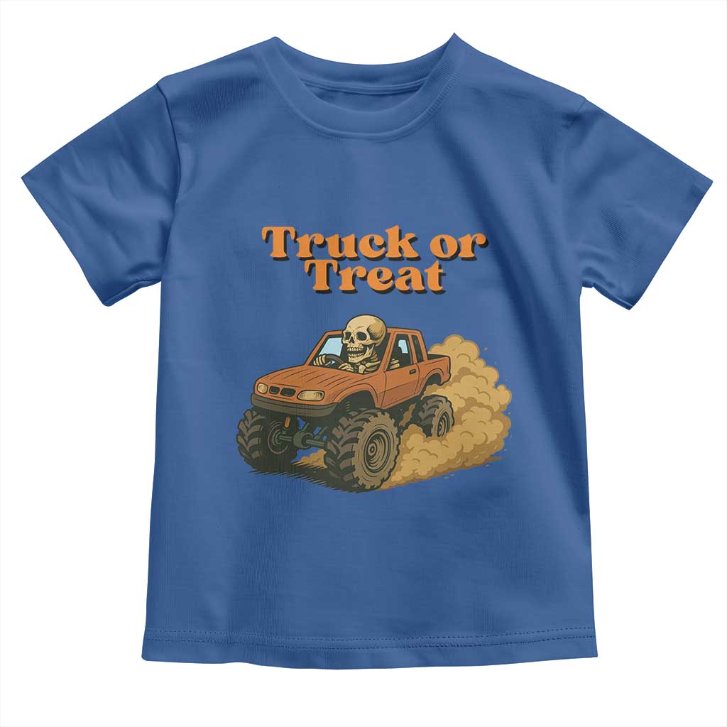 Truck Or Treat Skeleton Racing Toddler T Shirt Funny Halloween Truck Lover - Wonder Print Shop