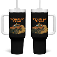 Truck Or Treat Skeleton Racing Tumbler With Handle Funny Halloween Truck Lover