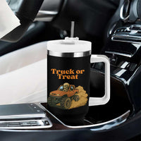 Truck Or Treat Skeleton Racing Tumbler With Handle Funny Halloween Truck Lover
