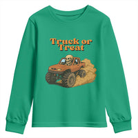 Truck Or Treat Skeleton Racing Youth Sweatshirt Funny Halloween Truck Lover - Wonder Print Shop