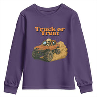Truck Or Treat Skeleton Racing Youth Sweatshirt Funny Halloween Truck Lover - Wonder Print Shop